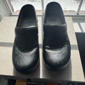 Black Embossed Clogs
